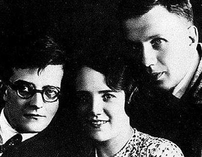 Photograph of Shostakovich, his first wife Nina and their friend Sollertinsky dated 1932